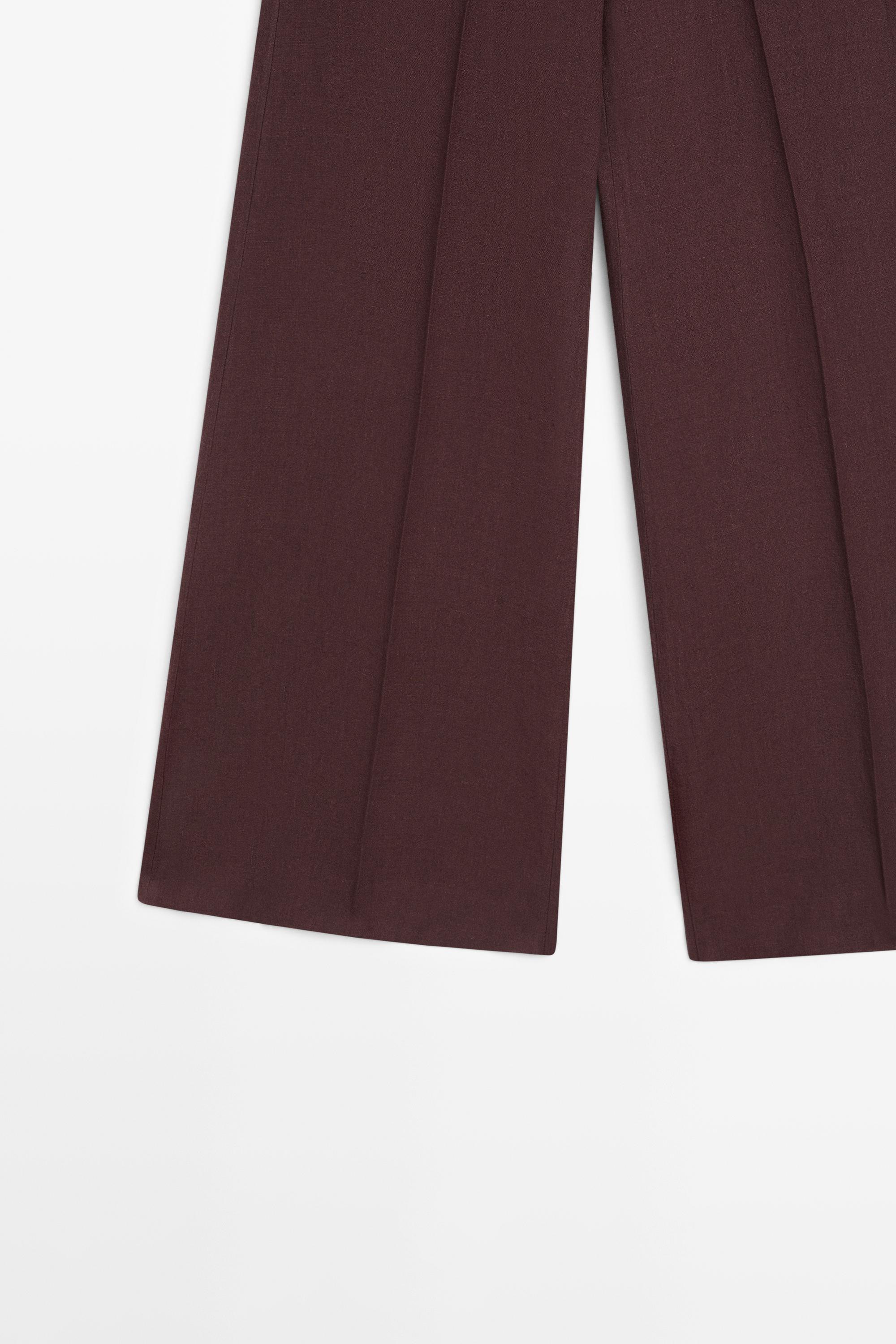 100% linen mid-waist flared pants